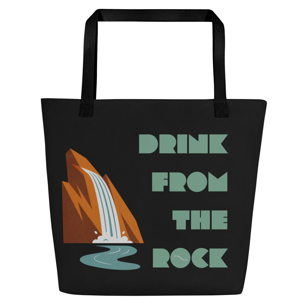 Christian tote bag inspired by Exodus 17:6 and 1 Corinthians 10:2-4