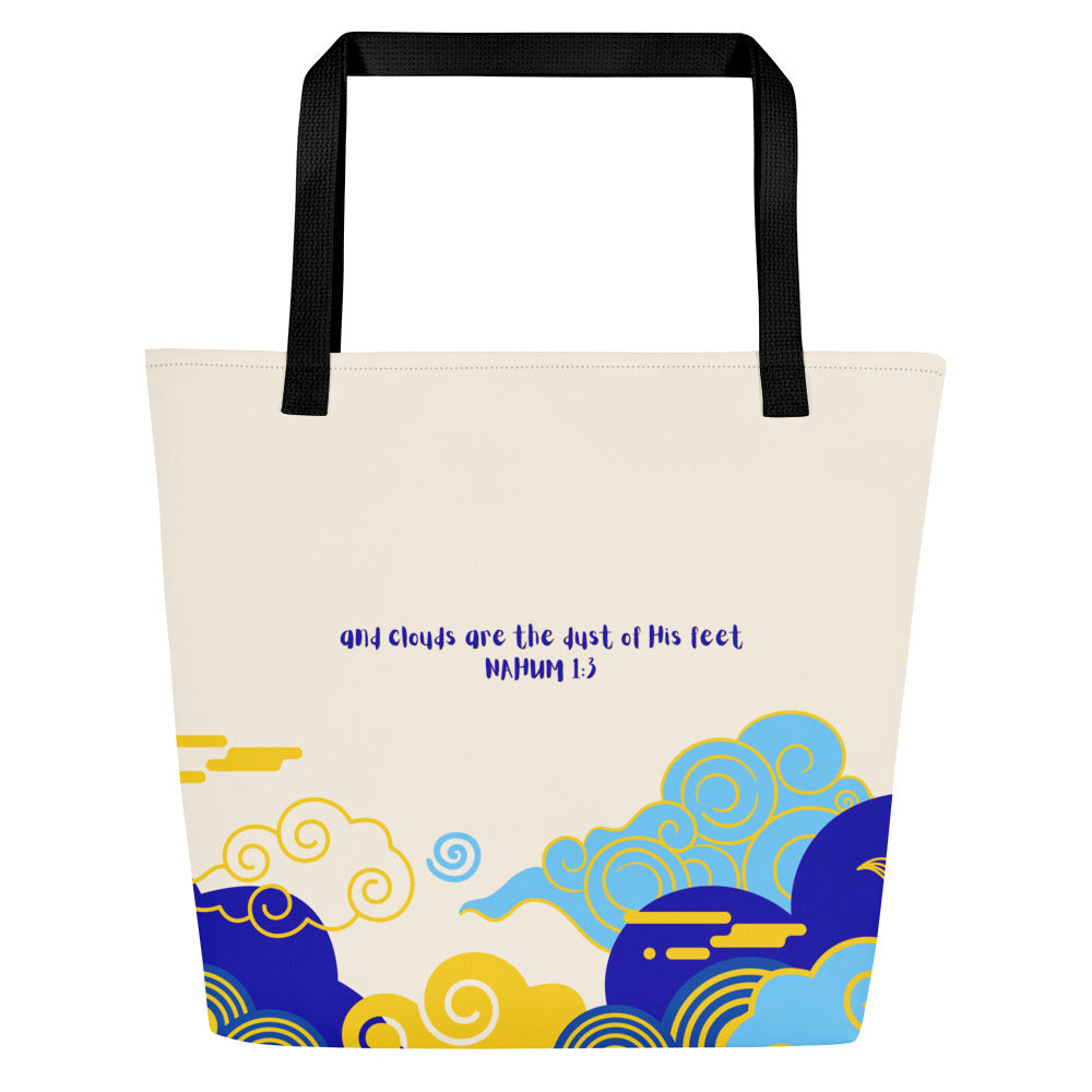 Clouds are the Dust of His Feet Tote Nahum 1:3 Jesus the Cloud Rider Black Handle Back