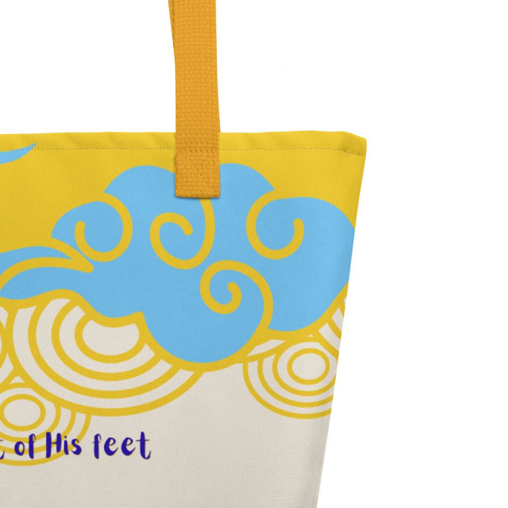 Clouds are the Dust of His Feet Tote Nahum 1:3 Jesus the Cloud Rider Yellow Handle