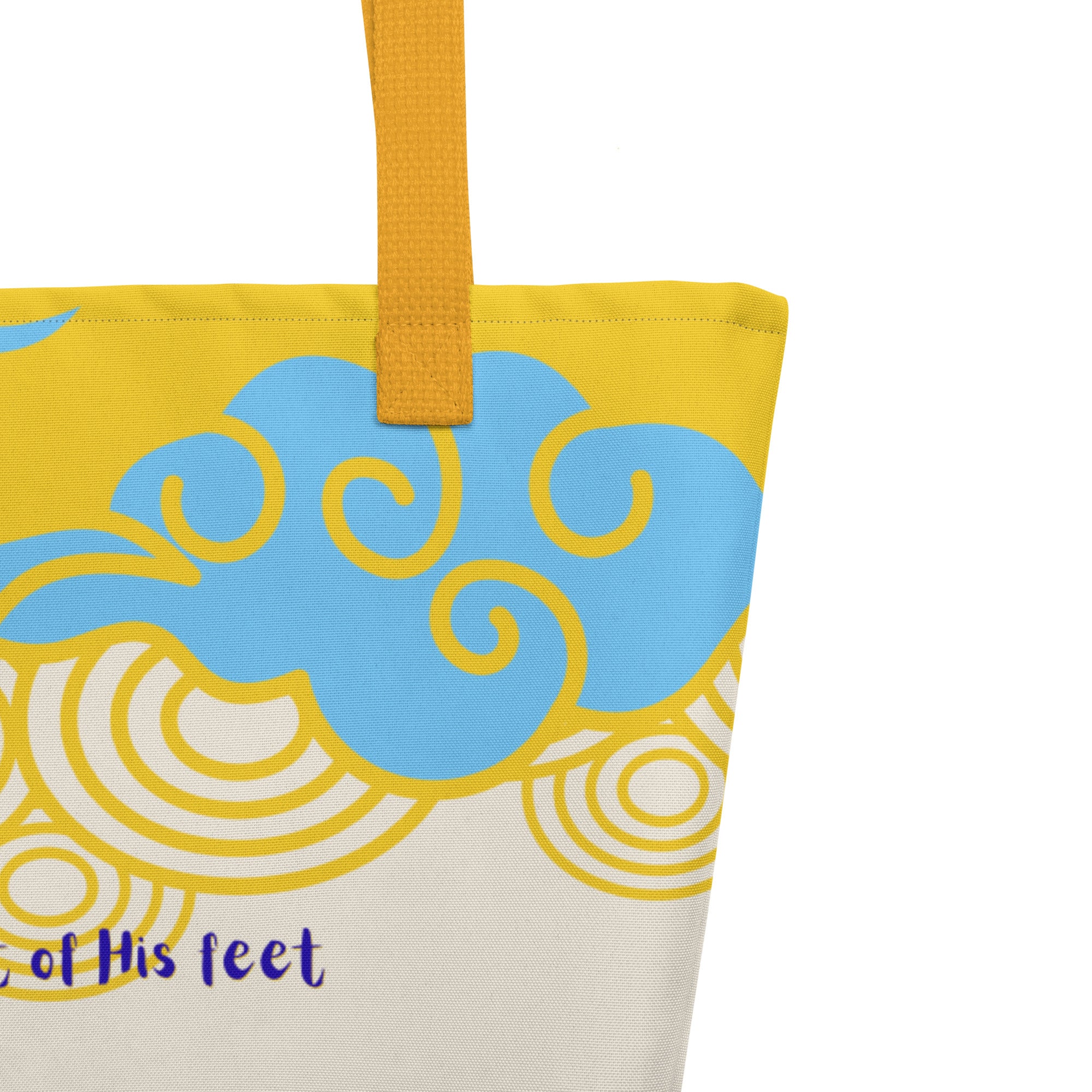 Clouds are the Dust of His Feet Tote Nahum 1:3 Jesus the Cloud Rider Yellow Handle