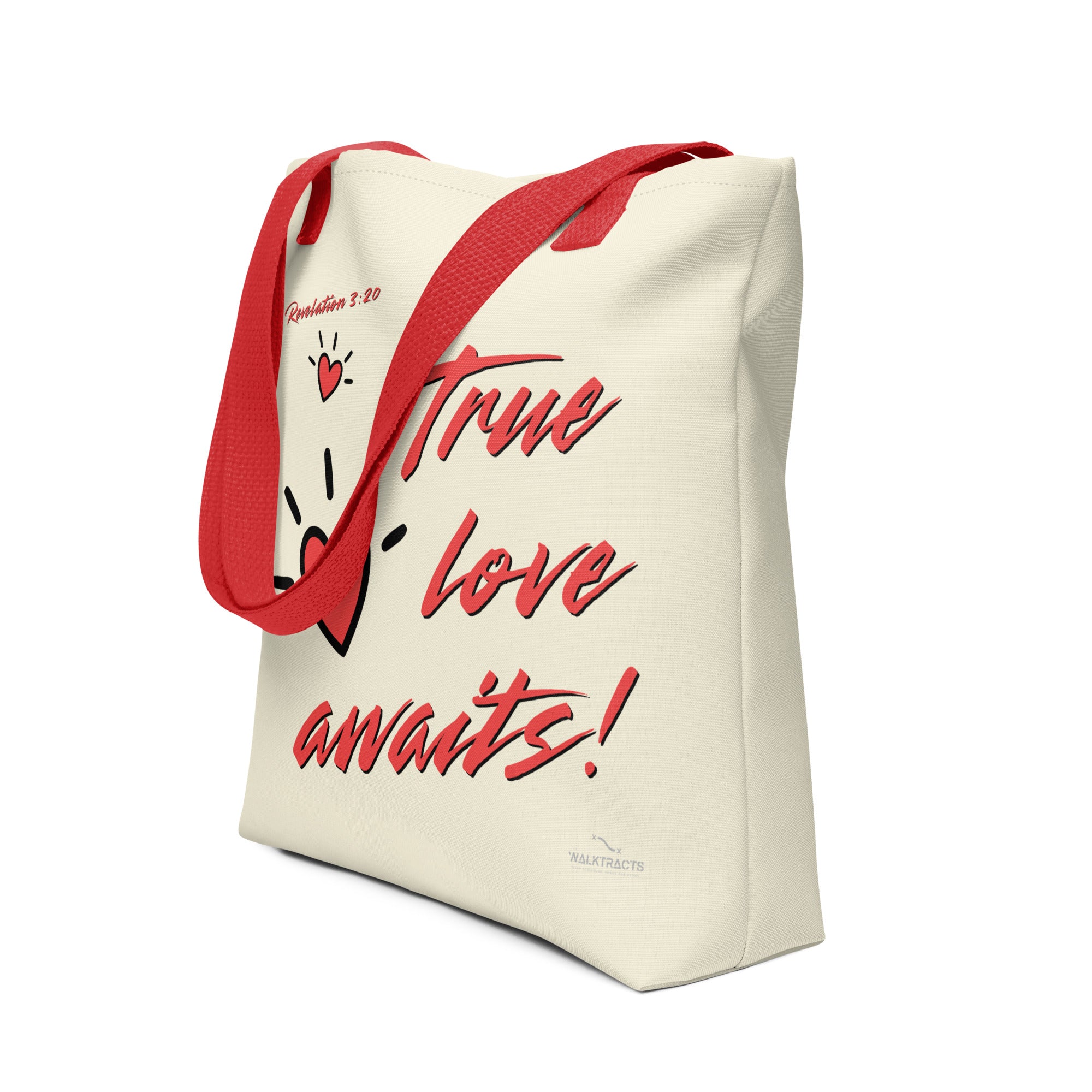 Revelation 3:20 Tote True Love Awaits Red  Handle
