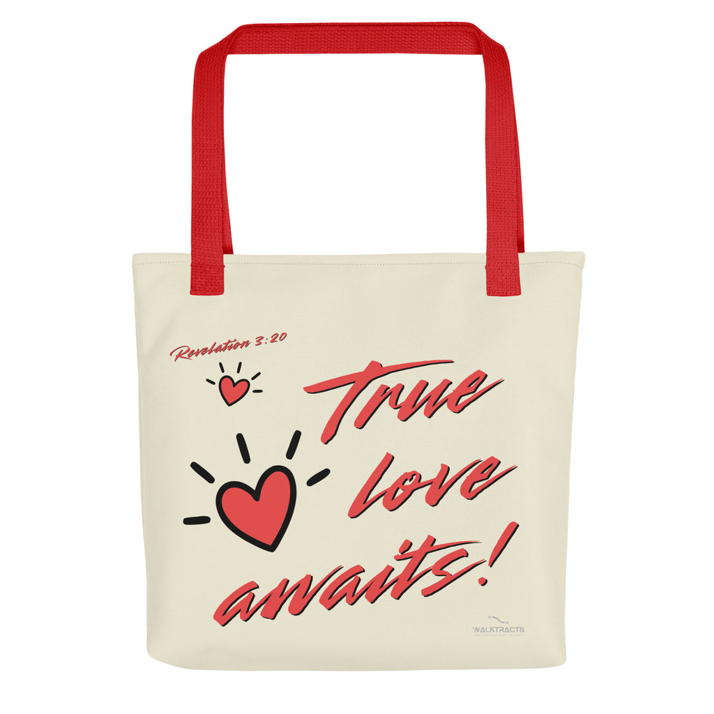 Revelation 3:20 Tote True Love Awaits Red  Handle