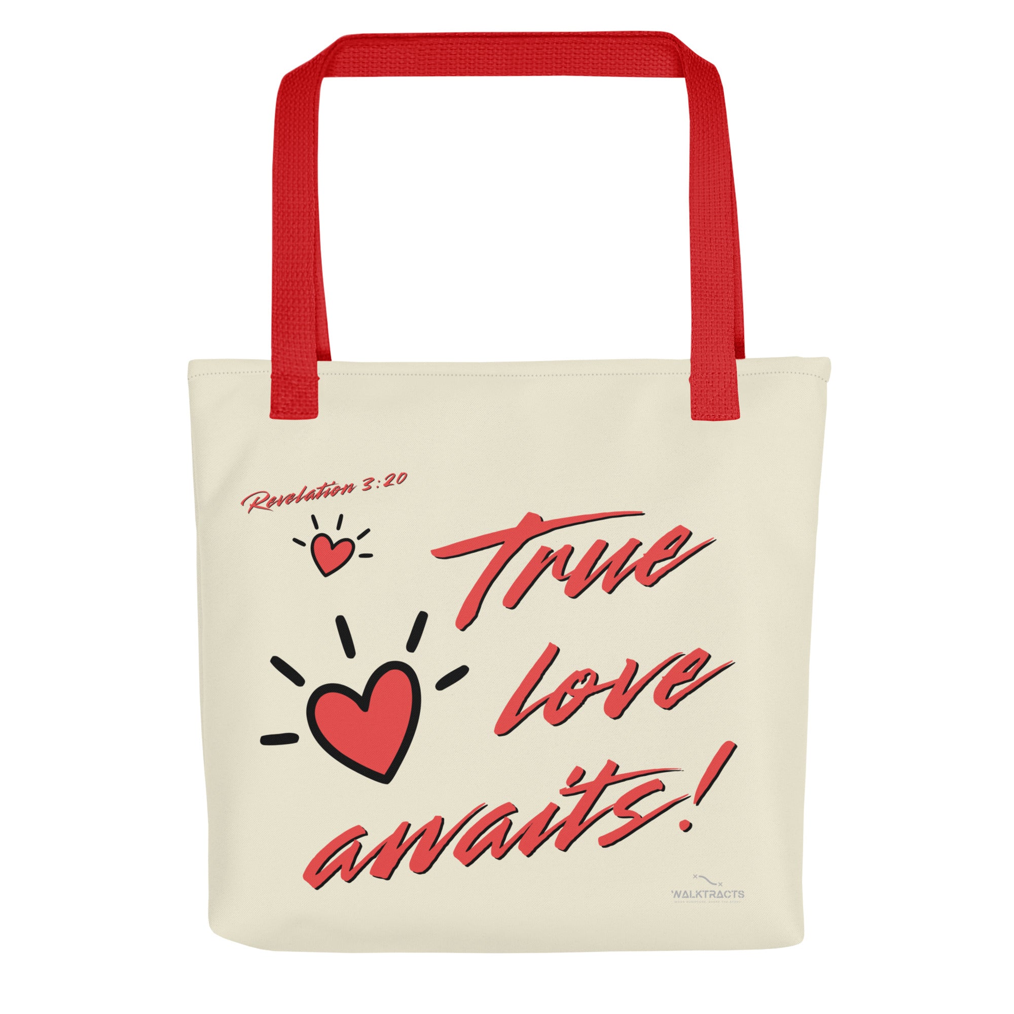 Revelation 3:20 Tote True Love Awaits Red  Handle