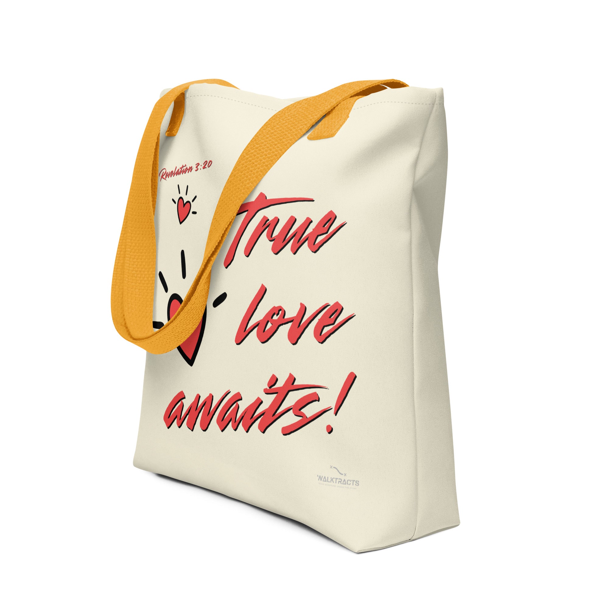 Revelation 3:20 Tote True Love Awaits Yellow Handle