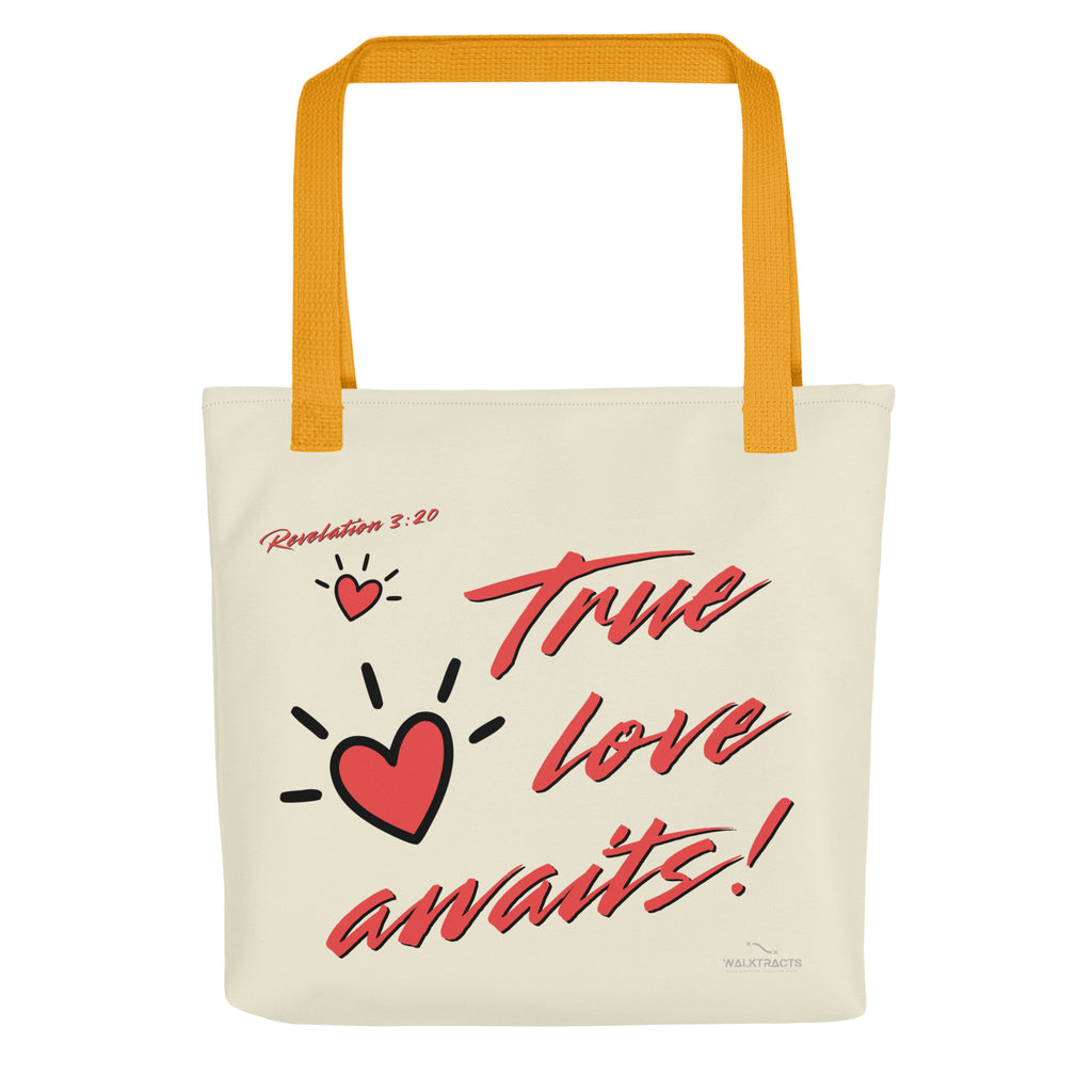 Revelation 3:20 Tote True Love Awaits Yellow Handle
