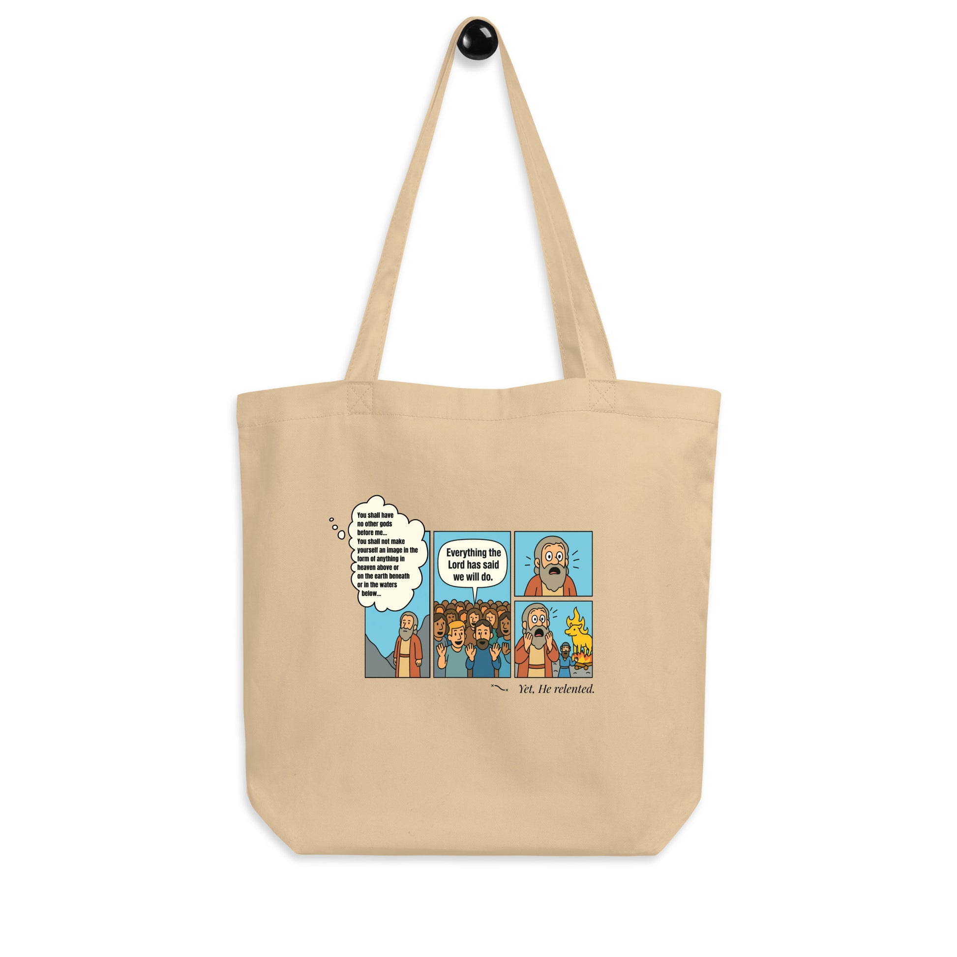 Christian tote comic style Exodus 32 story
