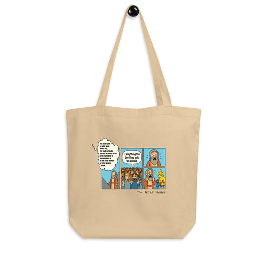 Christian tote comic style Exodus 32 story