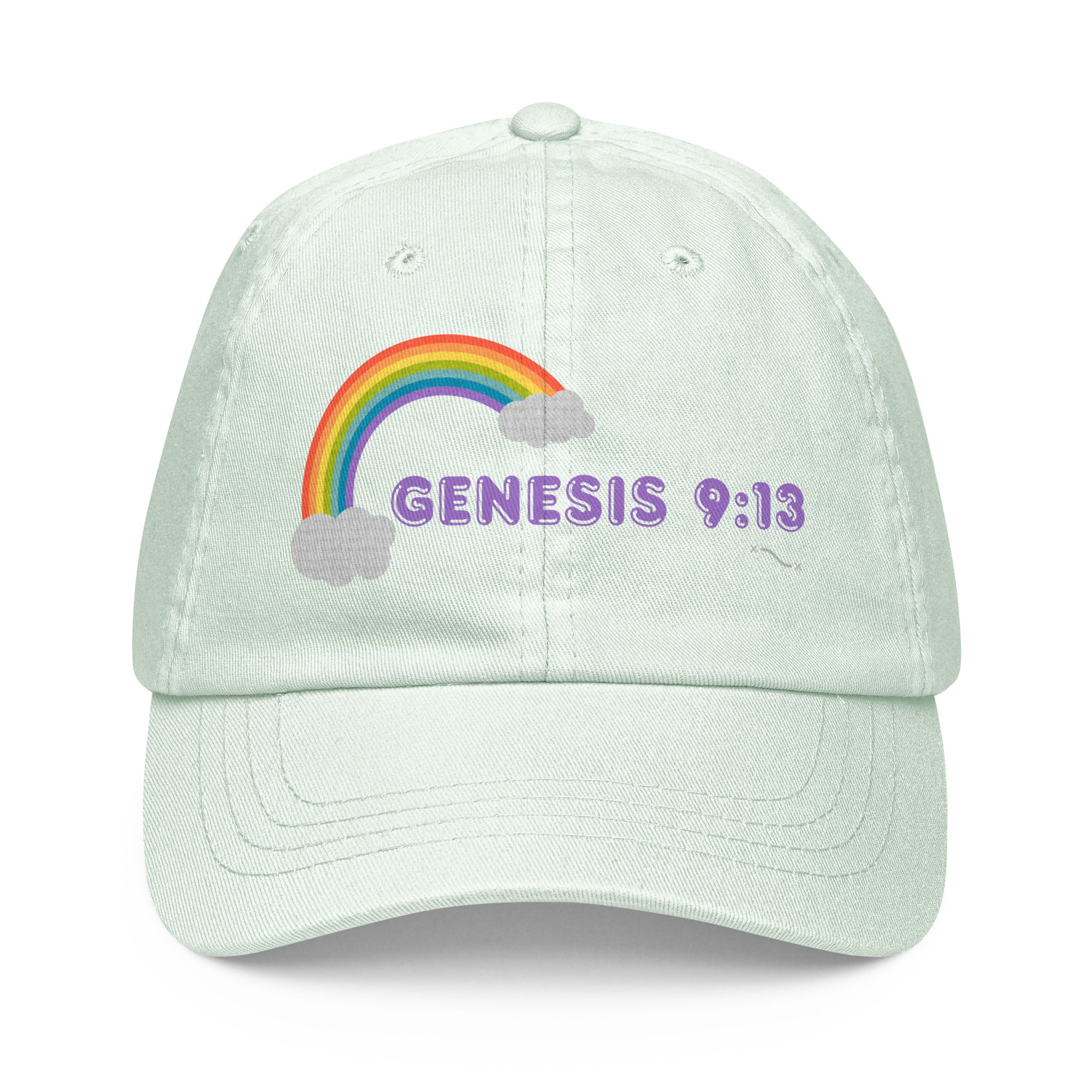 Genesis 9:13 Covenant Rainbow Cap Pastel Green