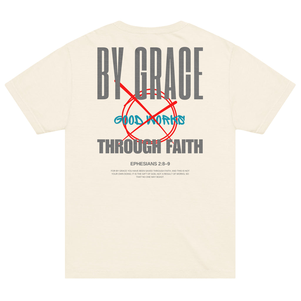 Ephesians 2 t-shirt By Grace Through Faith Not Good Works Unisex Vintage White