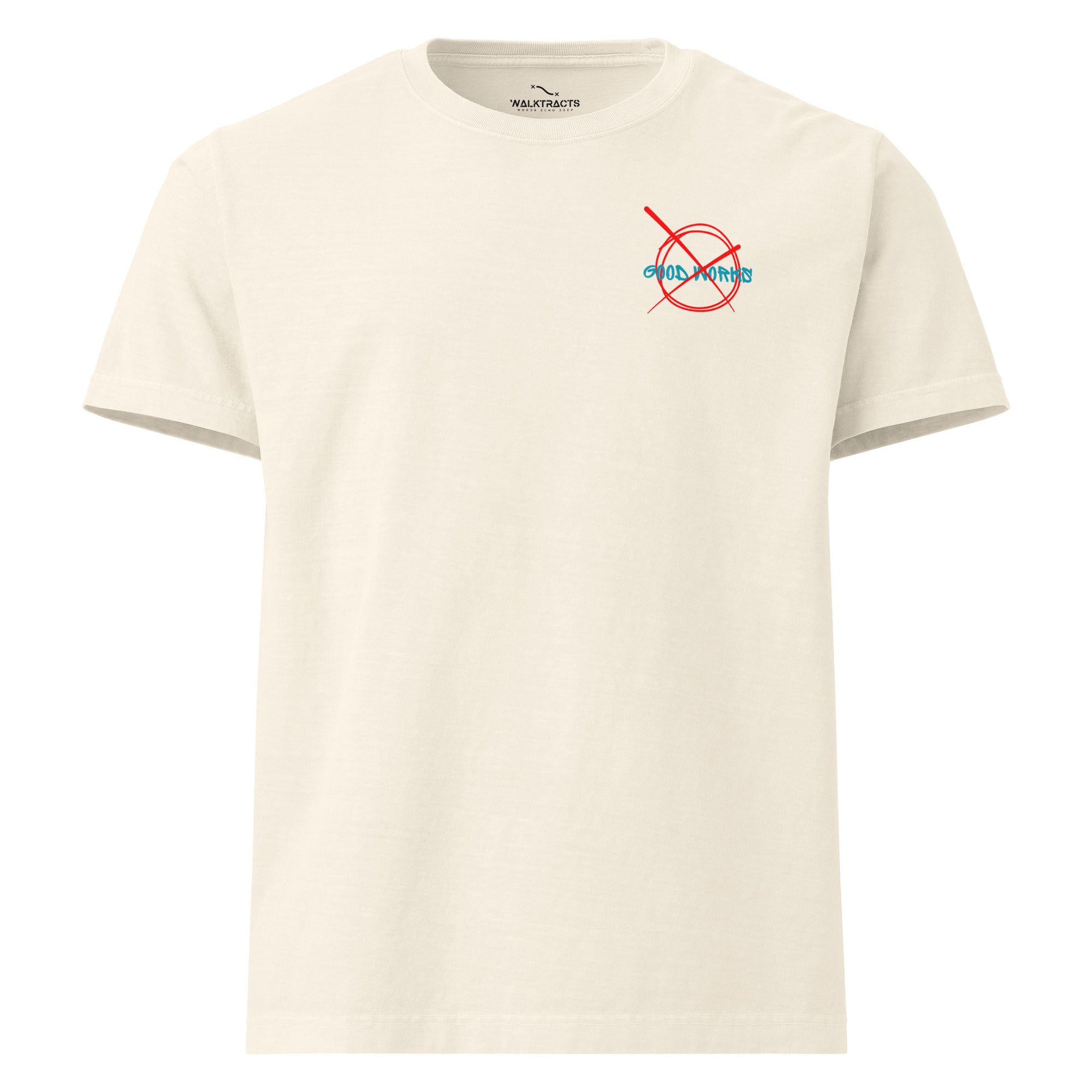 Ephesians 2 t-shirt By Grace Through Faith Not Good Works Unisex Vintage White Front