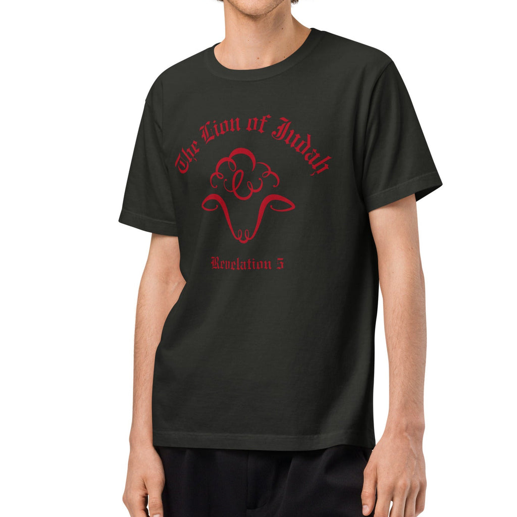 Lion of Judah Revelation 5 T-shirt on Male Model Black