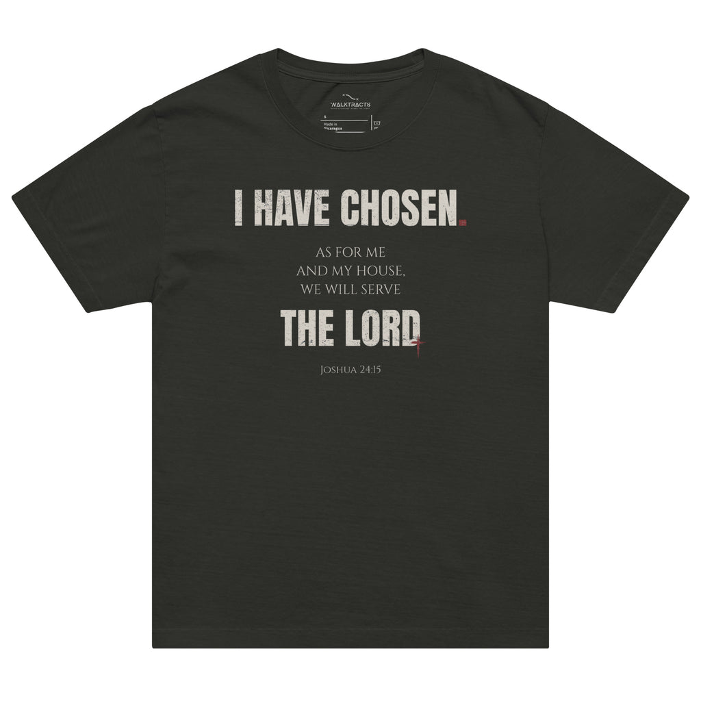 Joshua 24:15 T-shirt Black on Male Model | As for me and my house, we will serve the Lord