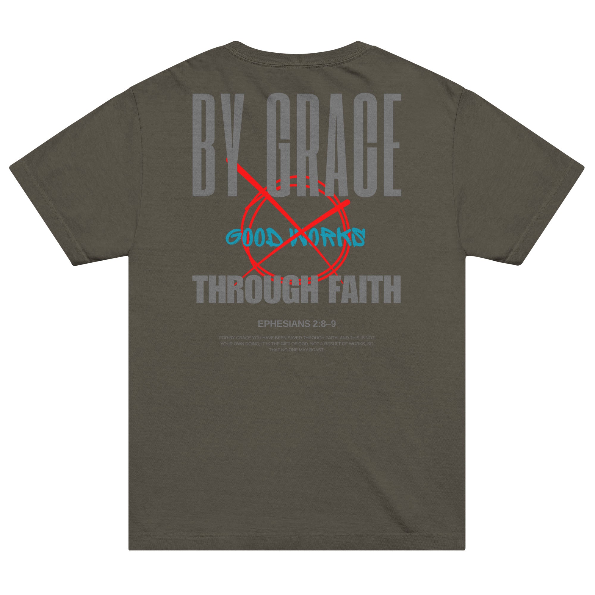 Ephesians 2 t-shirt By Grace Through Faith Unisex Washed Gray
