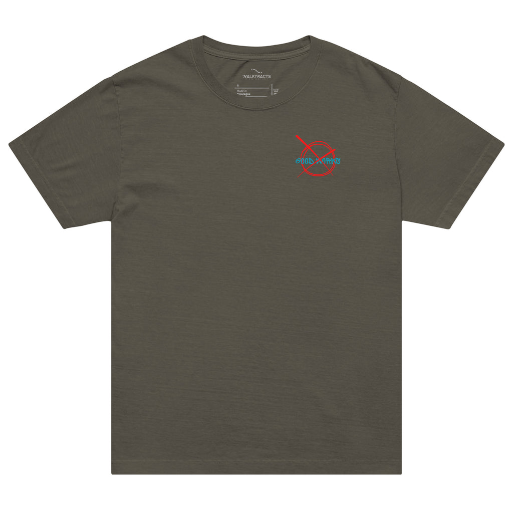 Ephesians 2 t-shirt By Grace Through Faith Unisex Washed Gray Front Not Good Works