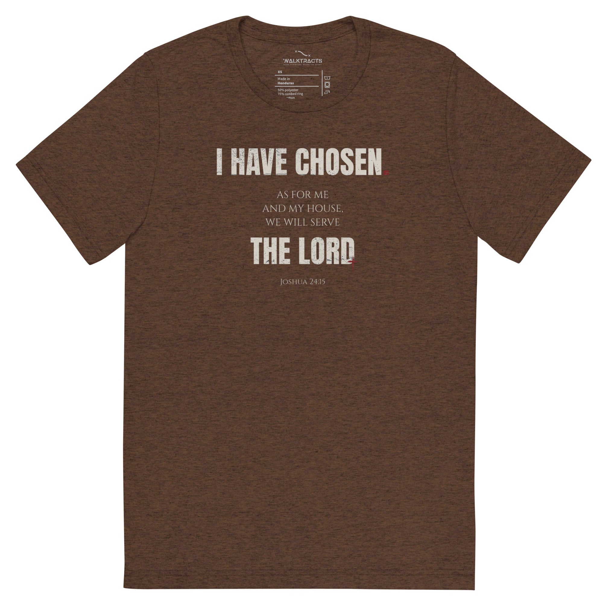 Joshua 24:15 Vintage Fit T-shirt Brown | As for me and house, we will serve the Lord
