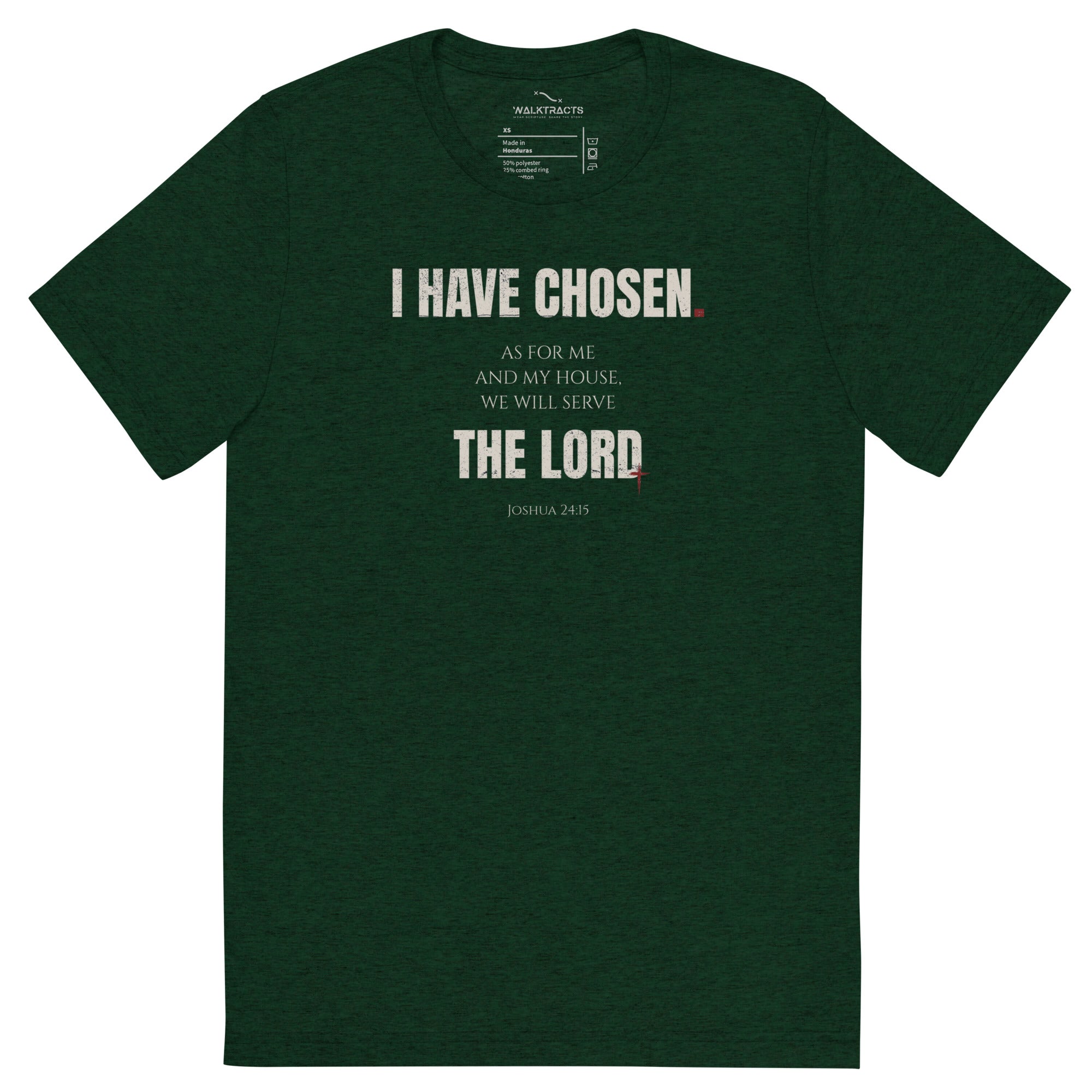 Joshua 24:15 Vintage Fit T-shirt Emerald Green | As for me and house, we will serve the Lord