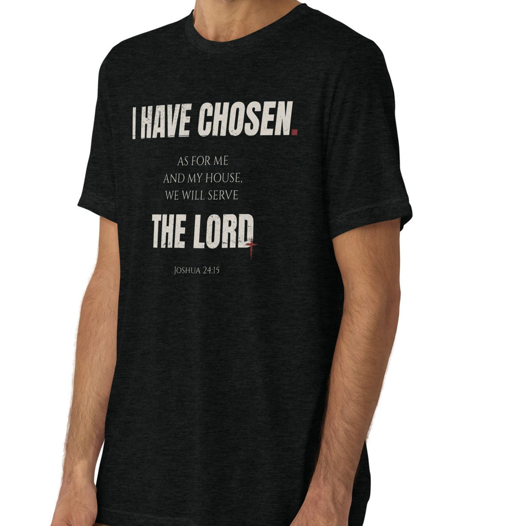 Joshua 24:15 Vintage Fit T-shirt Black on Male Model | As for me and house, we will serve the Lord