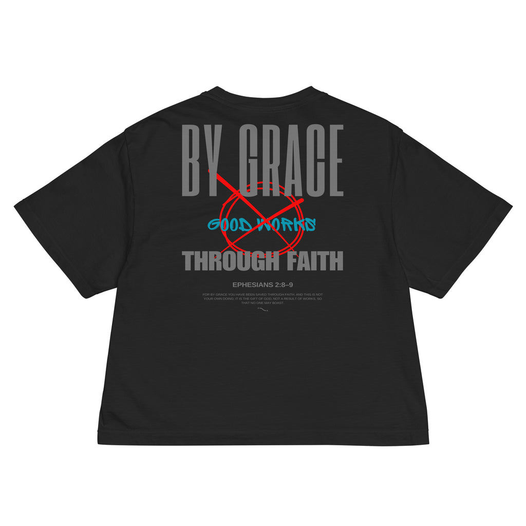 Ephesians 2 T-shirt By Grace Through Faith Women Black Back Flat