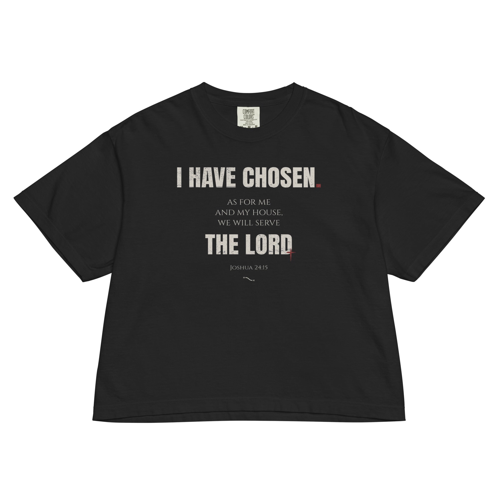 Joshua 24:15 Women's Boxy T-shirt Black | As for me and house, we will serve the Lord