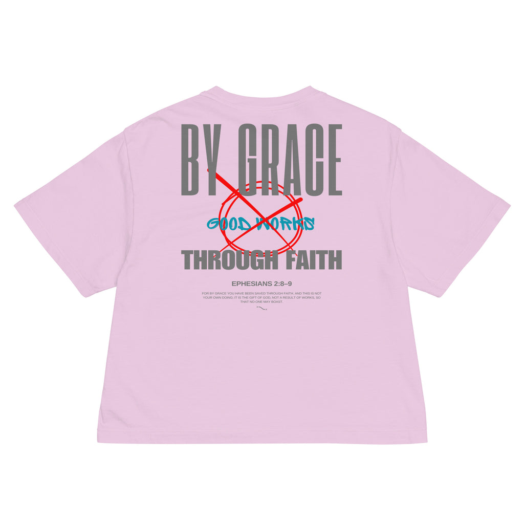 Ephesians 2 T-shirt By Grace Through Faith Women Pink Back Flat