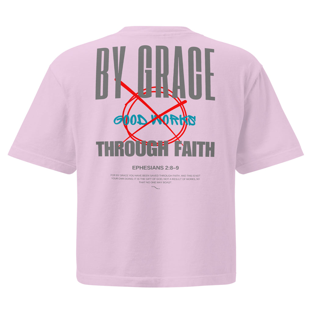 Ephesians 2 T-shirt By Grace Through Faith Women Pink Back