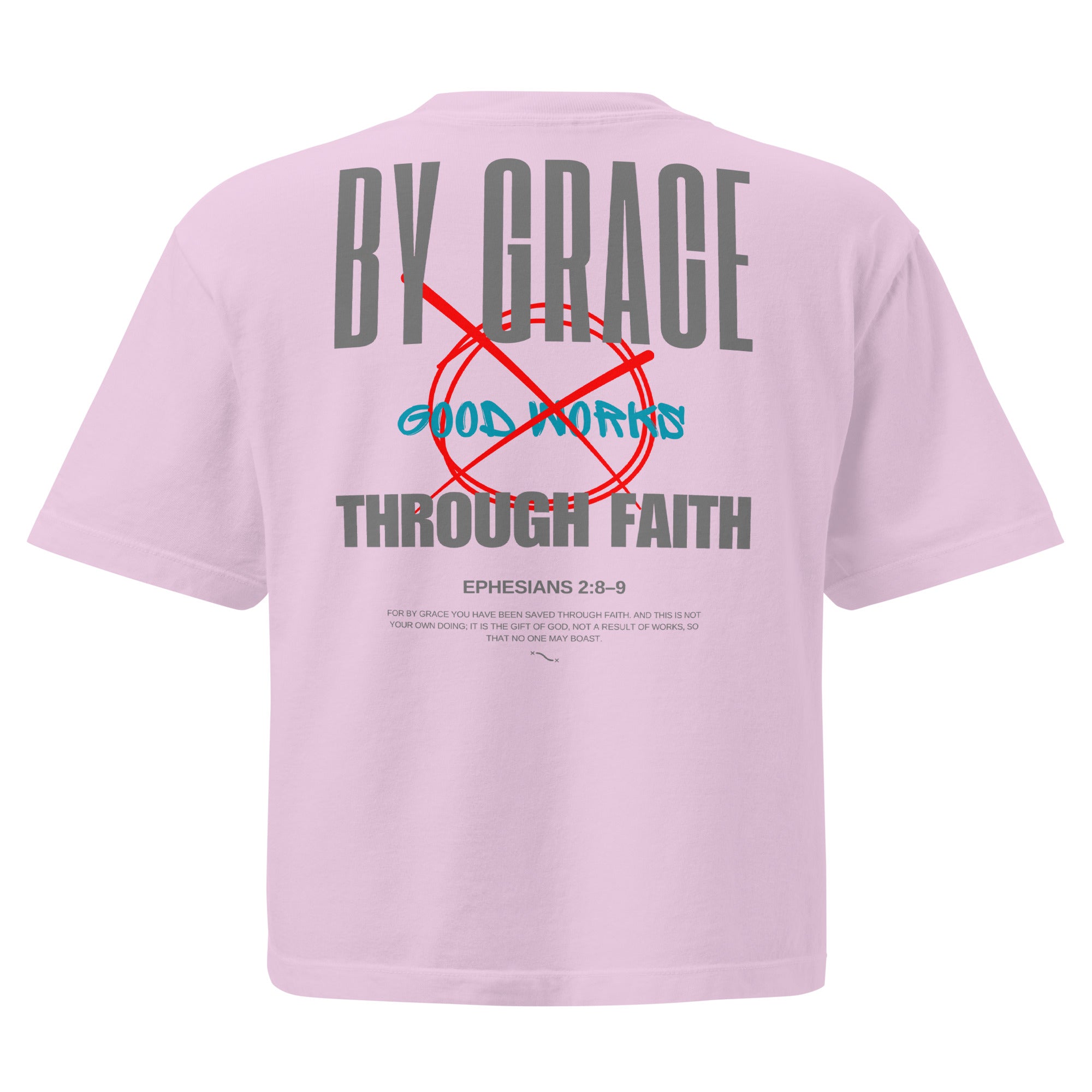 Ephesians 2 T-shirt By Grace Through Faith Women Pink Back
