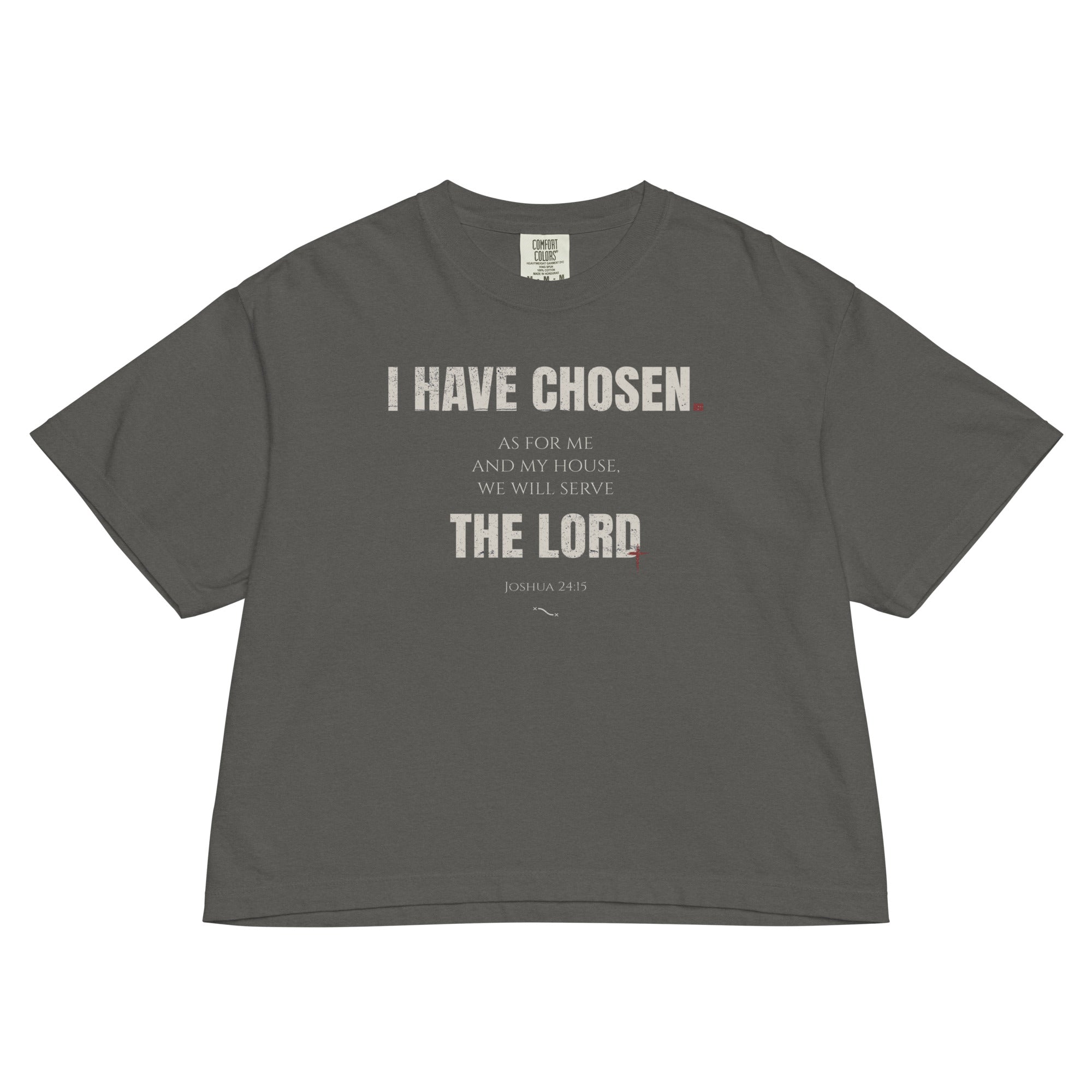 Joshua 24:15 Women's Boxy T-shirt Gray  | As for me and house, we will serve the Lord