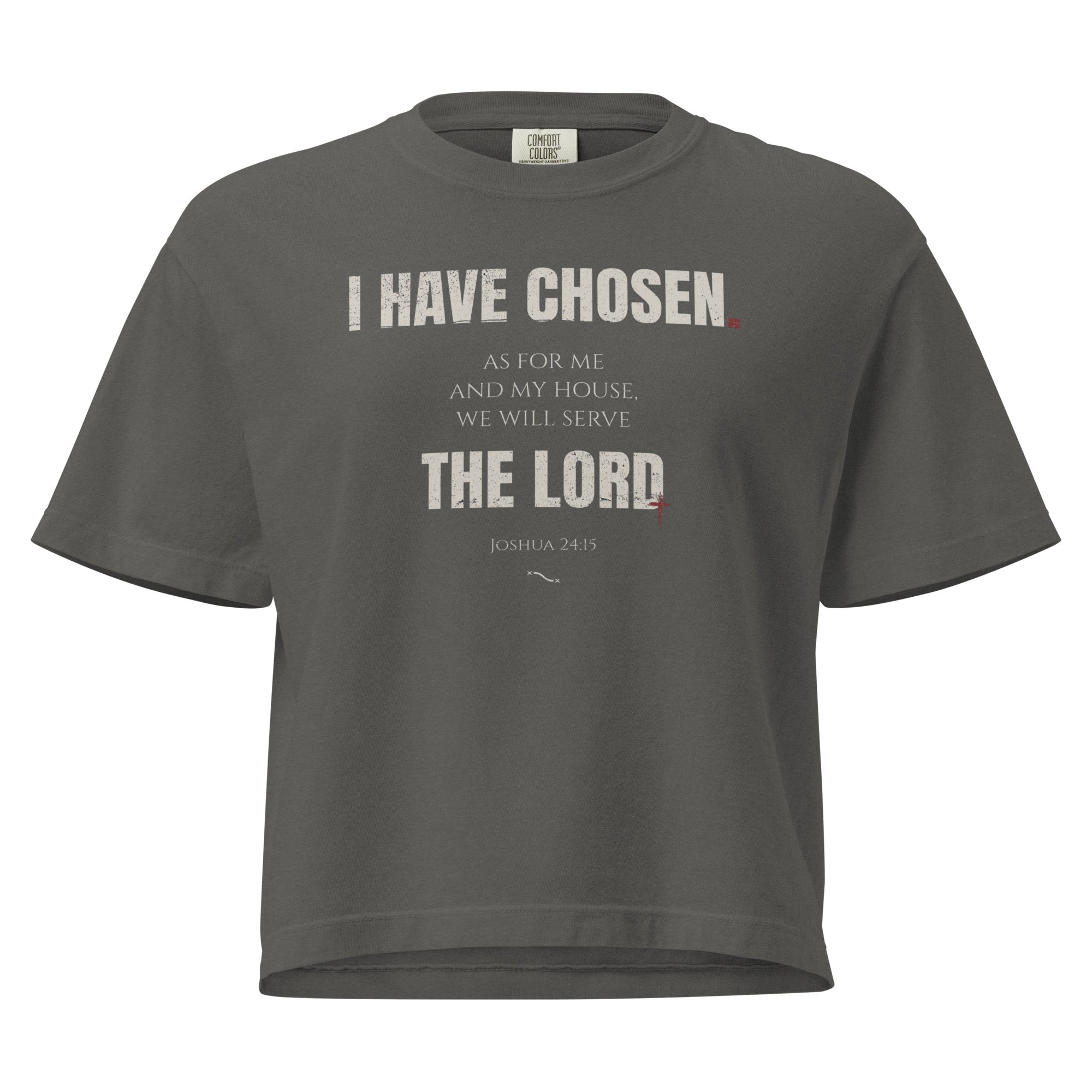 Joshua 24:15 Women's Boxy T-shirt Gray | As for me and house, we will serve the Lord