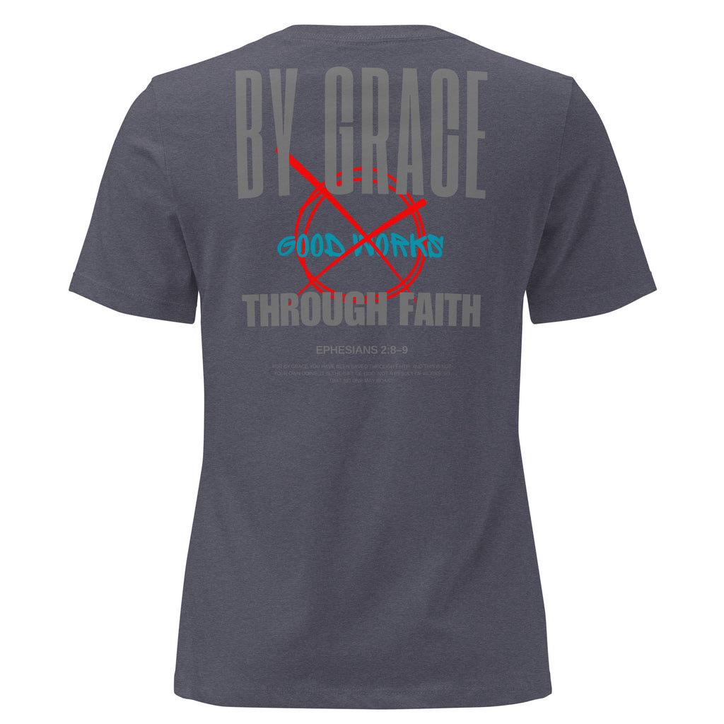 Ephesians 2 By Grace Through Faith women's t-shirt relaxed fit Heather Navy
