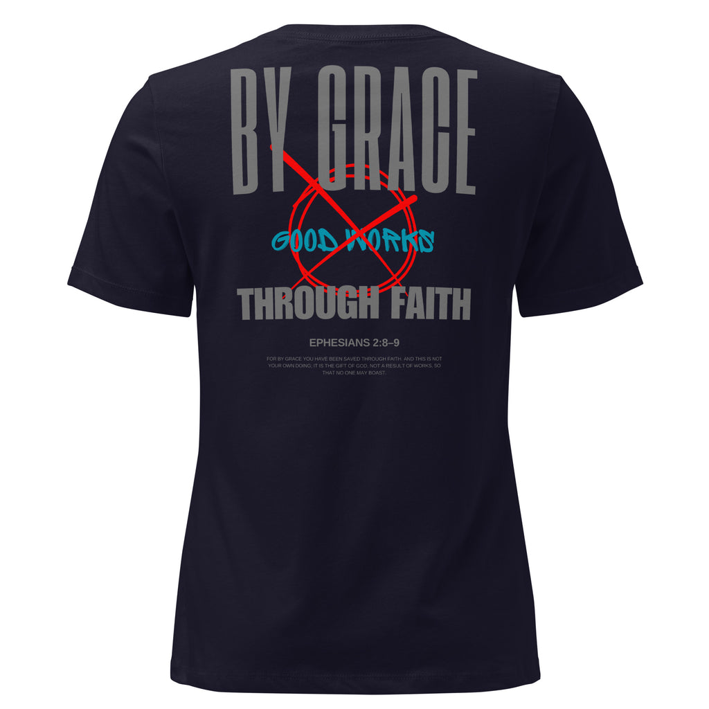 Ephesians 2 By Grace Through Faith women's t-shirt relaxed fit Navy