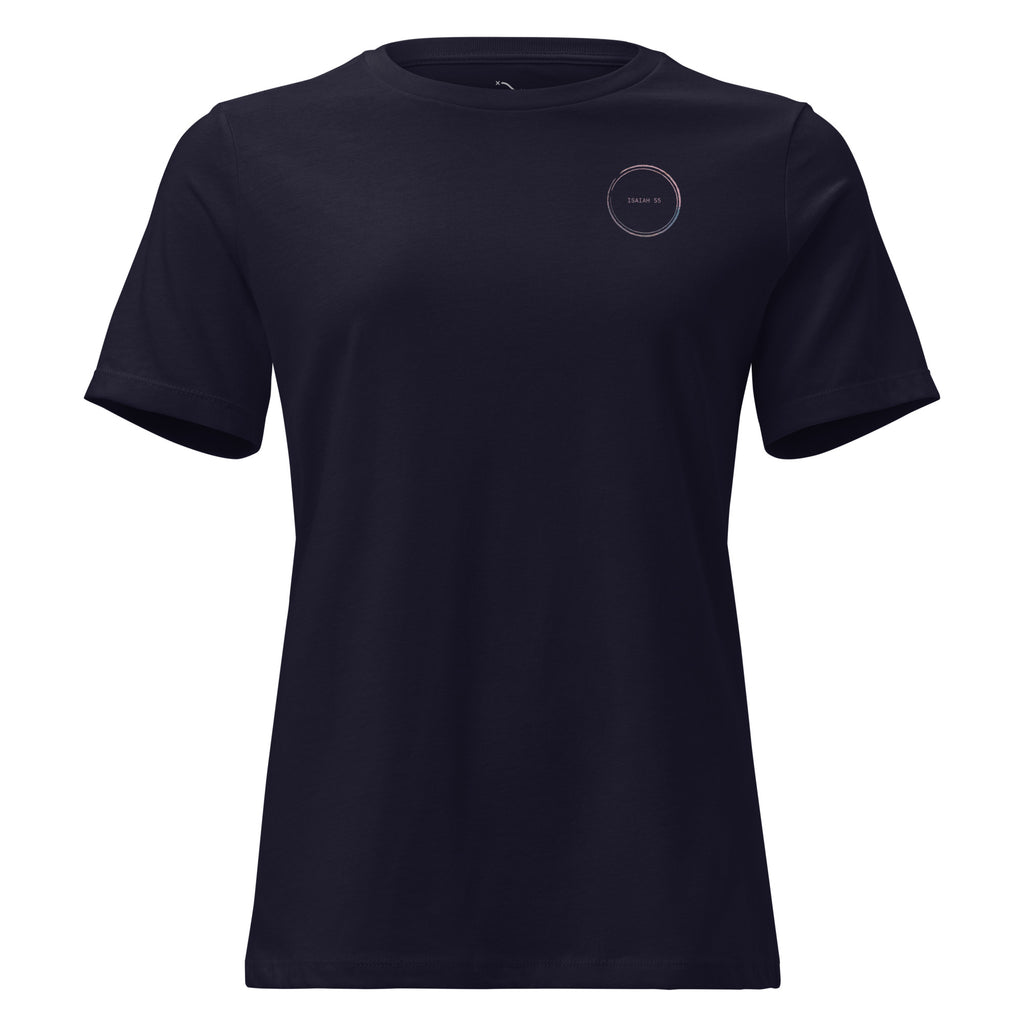 No one is beyond the reach of God's grace Women's T-shirt Isaiah 55  Front Navy